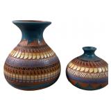 (2) TANNIA NAVAJO ETCHED POTTERY VASES