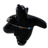 CLAUDIA PEINA BLACK ONYX CARVED ZUNI DANCING BEAR
