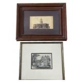 Vintage Photo and etching of historic landmarks
