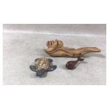 Three Carved Animal Figurines: Assorted Woods