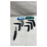 collection of 6 folding knives, with branded