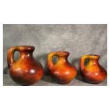 (3) Vintage Mexican Clay Wedding Pitchers