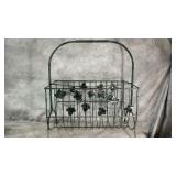 Vintage Wrought Iron Magazine Rack Green and