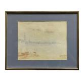 Signed Sandon landscape Watercolor on paper