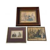 (3) Antique Framed Engravings