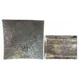 (2) Vintage Hammered Aluminum Decorative Trays