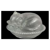 Vintage Indiana Glass Clear Glass Sleeping Kitten