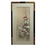 Unknown artist "Red & White Poppies" framed art