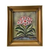 Vintage Oil Painting Of Flower On Board