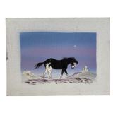 Charley Singer Appaloosa Horse at sundown Gouache