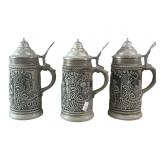(3) German Gerz stoneware beer stein