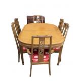 Chinese hardwood extending dining table with 3