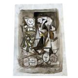 After Picasso mixed media on paper