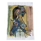 After Picasso mixed media on paper