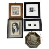 (5) Vintage Etchings Prints & Painting