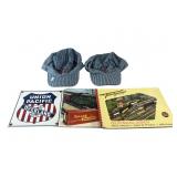 Railroad Memorabilia Lot: Hats, Sign, and Booklets