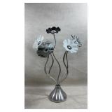 5 Flower Black and White handblown glass and