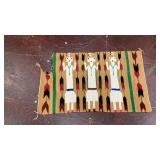 handwoven vintage flat-weave rug features three