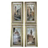 (4) Italian Florentine framed scenic prints