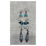 3 pairs of 925 silver Native American style