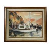 Artist signed seascape watercolor painting