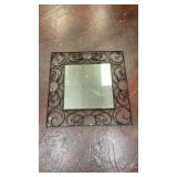 ornate square wall mirror features an industrial