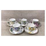 Royal Albert Flower Of The Month Cups With Saucers