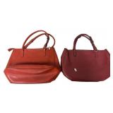 (2) Mondani New York Shoulder Tote Bags, Orange,