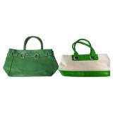 (2) Green Shoulder Bags, Isaac Mizrahi, Currency