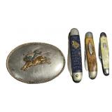 Tex Tan Sterling Front Belt Buckle, Three Vtg.