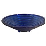 Vintage Cobalt Blue Large Ribbed Fruit Bowl