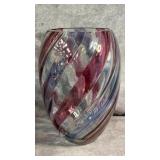 Vintage Ripple Swirl Multi-colored Glass Vase