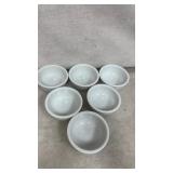 6 White Ceramic Bowls Marked 