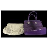 (2) Ostrich Embossed Purses. Purple Dasien Tote,