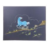 Charley Singer "Leaping Horse" Gouache On Paper