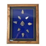 Vintage Framed Native American Arrowhead Artifacts