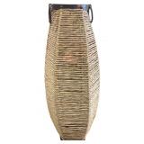 Large African Woven Seagrass Lantern with Metal