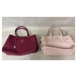 (2) Joy Mangano Large Handbag Purses, Pink & Wine