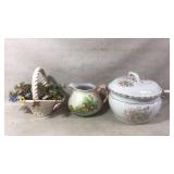 Decorative Porcelain Items with Floral Motifs