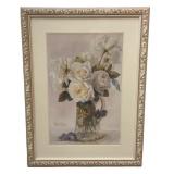Paul de Longpre Yard Roses in Vase Print Framed