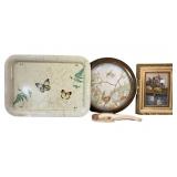 Vintage Metal Lap Tray, Vintage Framed Swan