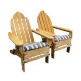 2 Classic Adirondack Wooden Outdoor Chairs with