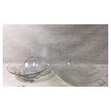 Clear Glass Bowls with Etched and Leaf Design