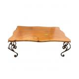 Rustic Wooden Coffee Table with Iron Legs