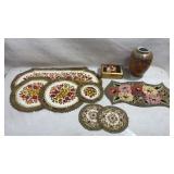 vintage Group floral tapestry doily from Belgium