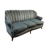 Blue Corduroy Vintage Upholstered 3 Seat Sofa in