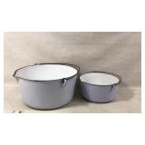 2 Enamelware Handled Pots Cookware