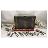 vintage metal wooden chest accompanied by an