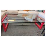 Modern Art Deco Bold Red Coffee Table with Glass