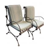 2 Wrought Iron Patio Chairs with Cushions